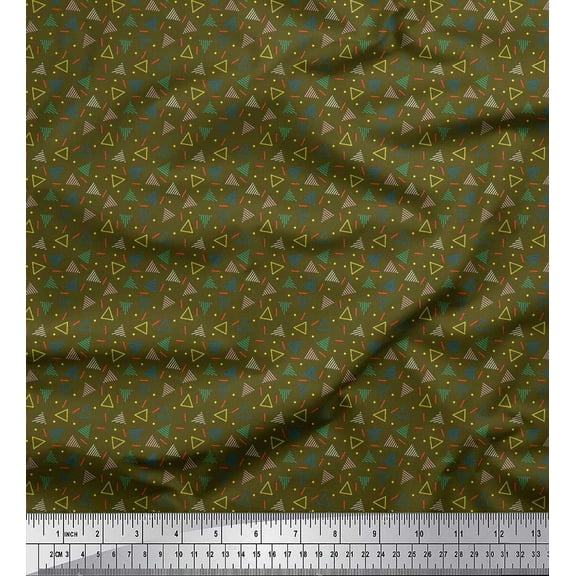 Soimoi Cotton Duck Fabric Dot & Triangle Shirting Print Fabric by The Yard 42 Inch Wide