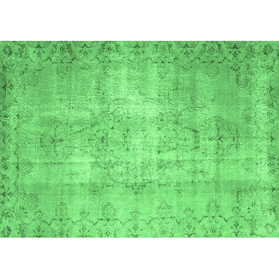Ahgly Company Indoor Rectangle Abstract Emerald Green Contemporary Area Rugs, 7' x 9'