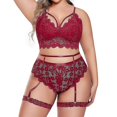 thumbnail image 1 of Plus Size Lingerie Sets For Women Sexy Lace Floral Scallop Trim Sling Bras And Panties Summer Thin Underwear, 1 of 4