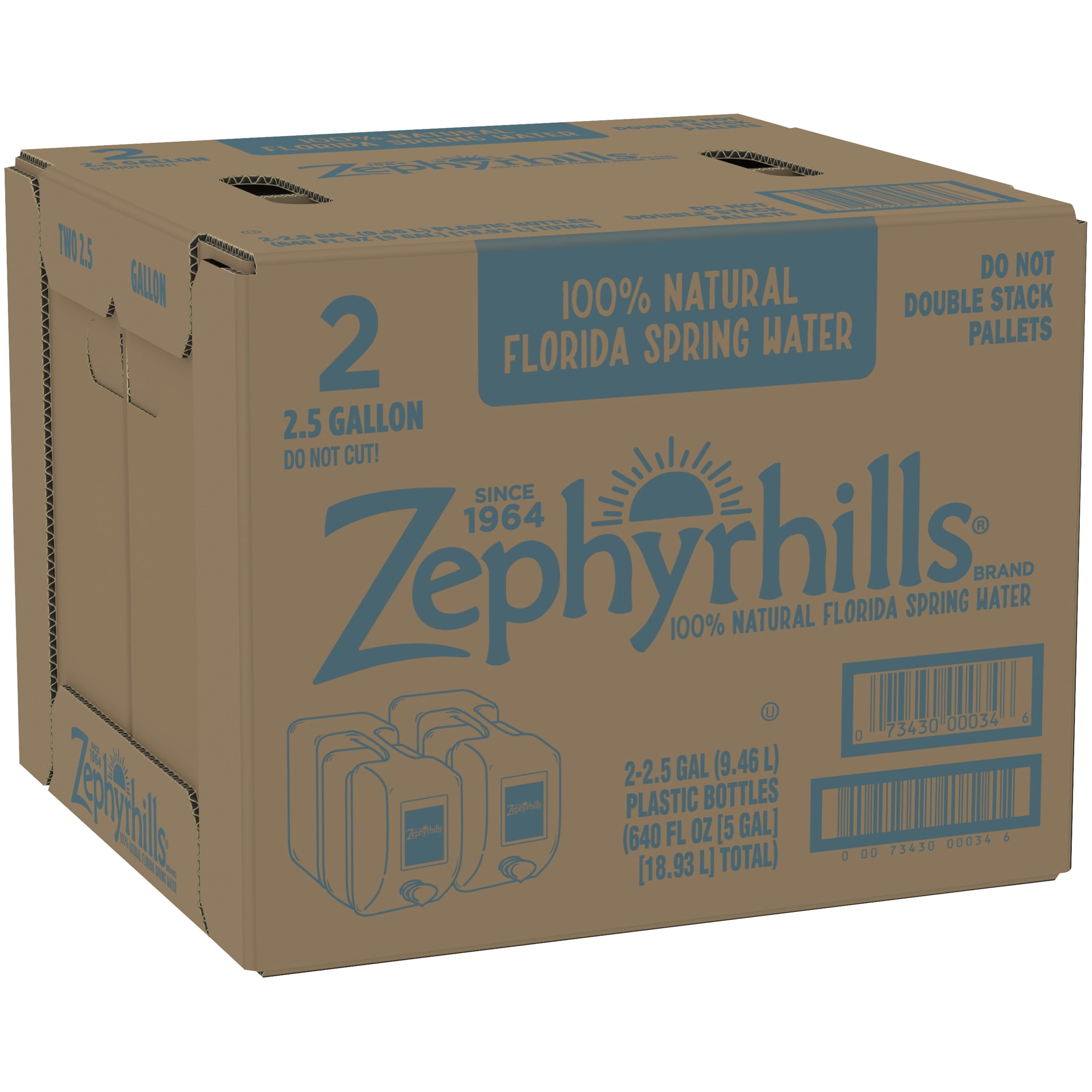ZEPHYRHILLS Natural Spring Water, 2.5 gal. Bottles (Box of 2)
