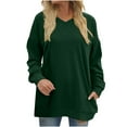 thumbnail image 1 of Yuyuzo Womens Sweatshirts Tops V Neck Long Sleeve Straight Line Pullover Fall Casual Sweatshirt Solid Color, 1 of 6