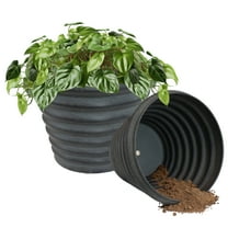 Sunnydaze Molly 12.5" x 12.5" x 10.25" Round Gray Metal Outdoor Planter Pot 2-Count