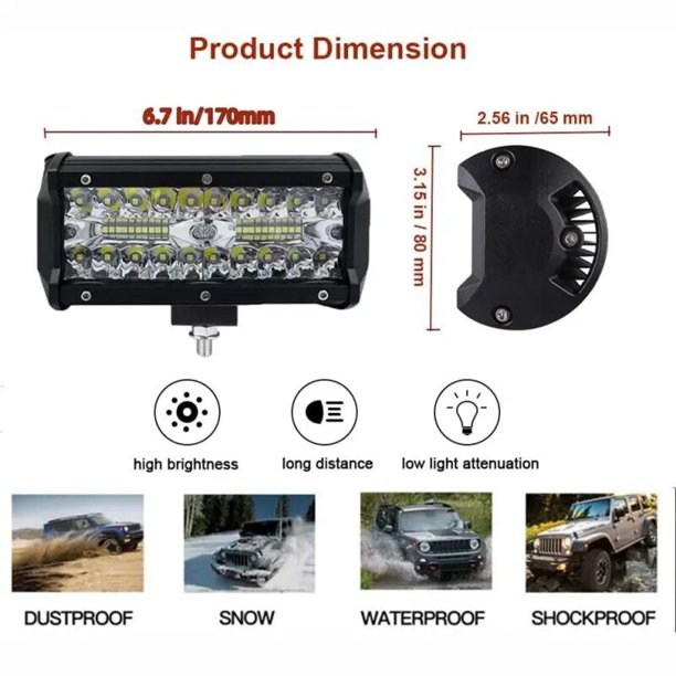 Barra de luz antiniebla impermeable para conducción y trabajo, Combo de focos de inundación para UTV, ATV, camión y barco, 13200LM, 40LED, 120W