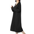 thumbnail image 2 of Defitshape Women's Plus Size Nightgown Soft Sleep Dress Summer Short Sleeve Lounging Comfy Pleated Knee Length Nightdress Black XX-Large, 2 of 3
