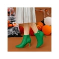 thumbnail image 6 of BLISSFUL STEP Women's Stiletto Heels Pointed Toe Side Zip Ankle Boots Green 8, 6 of 8
