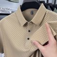 thumbnail image 5 of CCRFTGI Men's Polo Shirts Beer Belly Short Sleeve Wear Collared Textured Shirt Stretchy Quick Dry Casual Golf Khaki M, 5 of 5