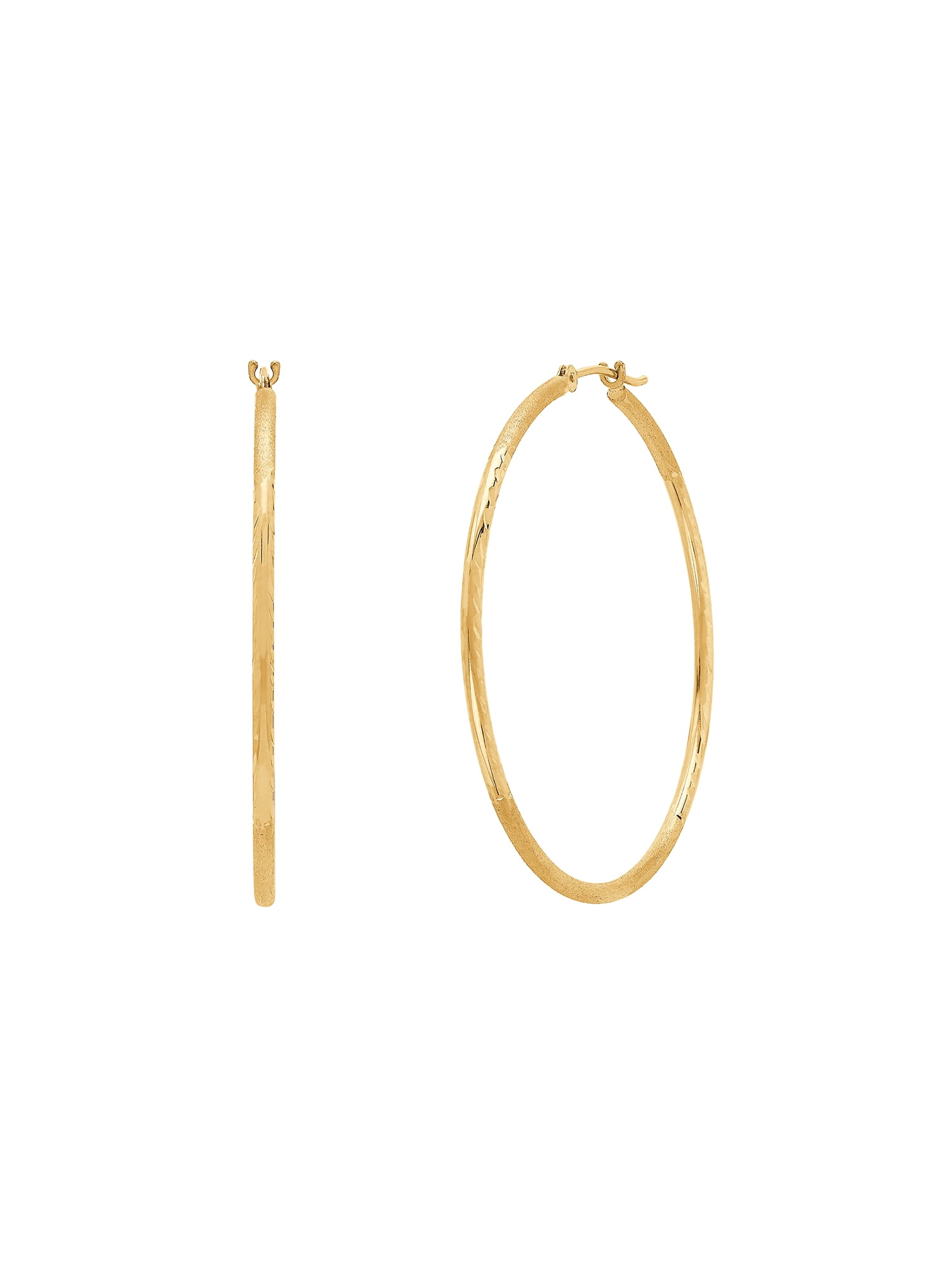 Brilliance Fine Jewelry 10K Yellow Gold 1.53MMx40MM Hollow Round Hoops Earrings