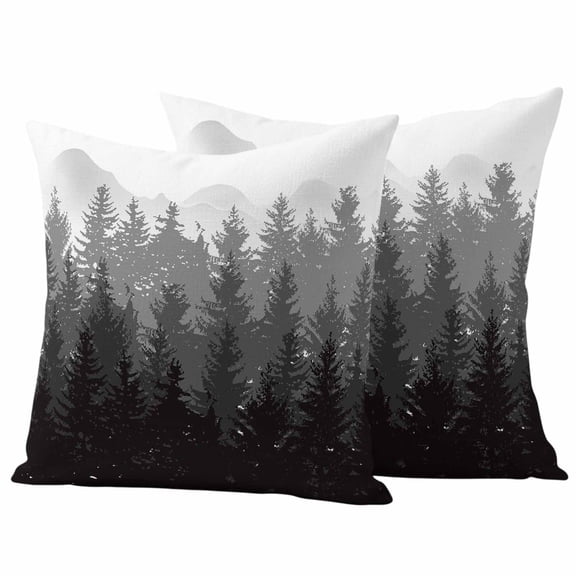 Grey Ombre Outdoor Pillow Covers 20"x20" Set of 2,Waterproof Throw Pillow Covers for Patio Furniture,Fall Autumn Forest Black Abstract Art Harvest Decorative Cushion Pillowcases for Garden Couch Sofa
