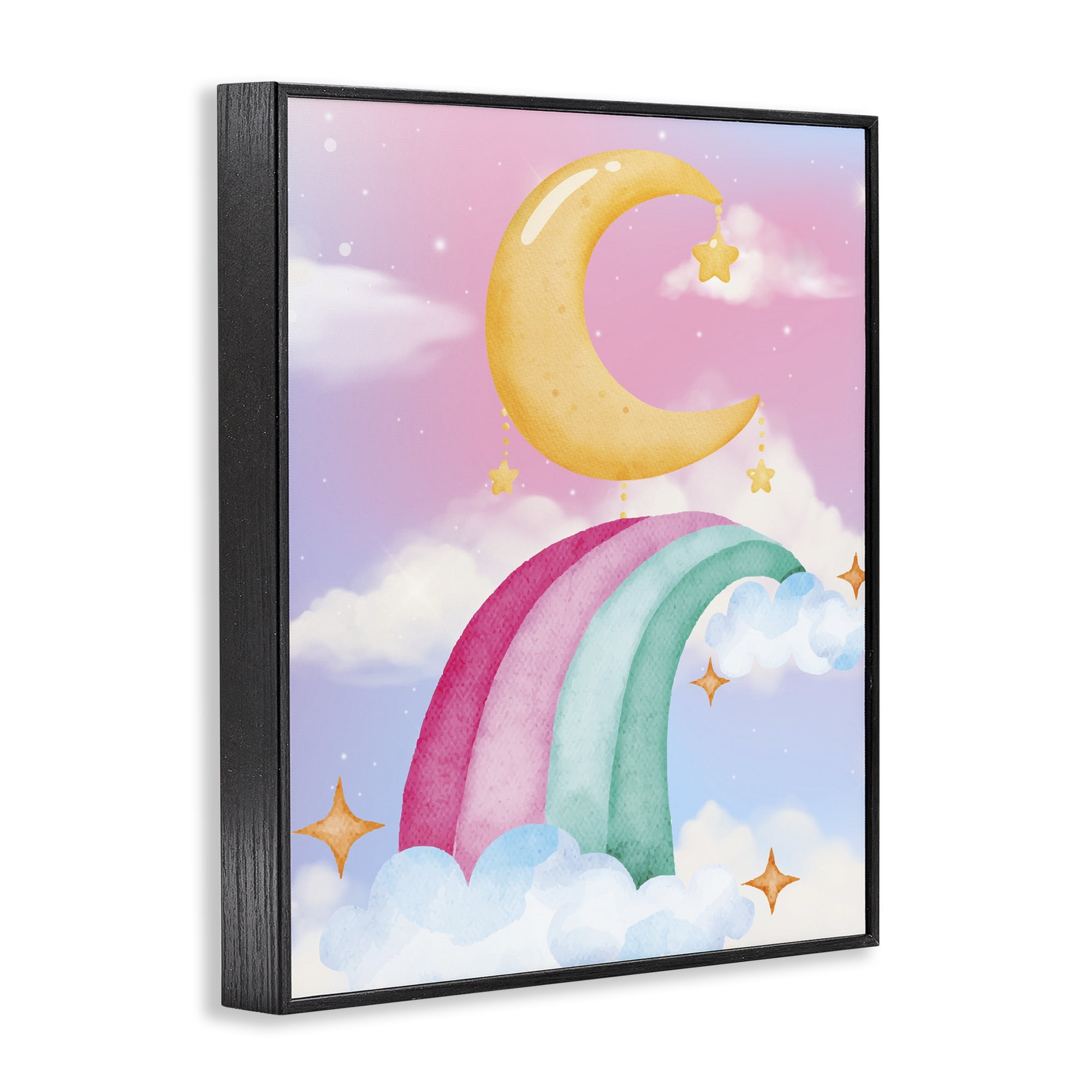 Moon Rainbow in Clouds Black Framed Giclee Art, design by Jesse Keith
