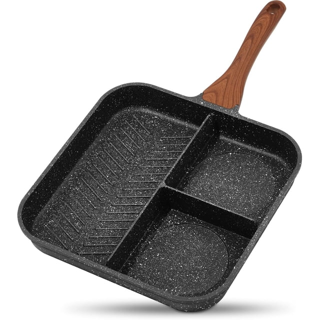 Nonstick Grill Pan with Lid for Indoor Cooking Versatile Induction Square Large Grilling Skillet Steak Pan for Stove Tops PTFE & PFOA
