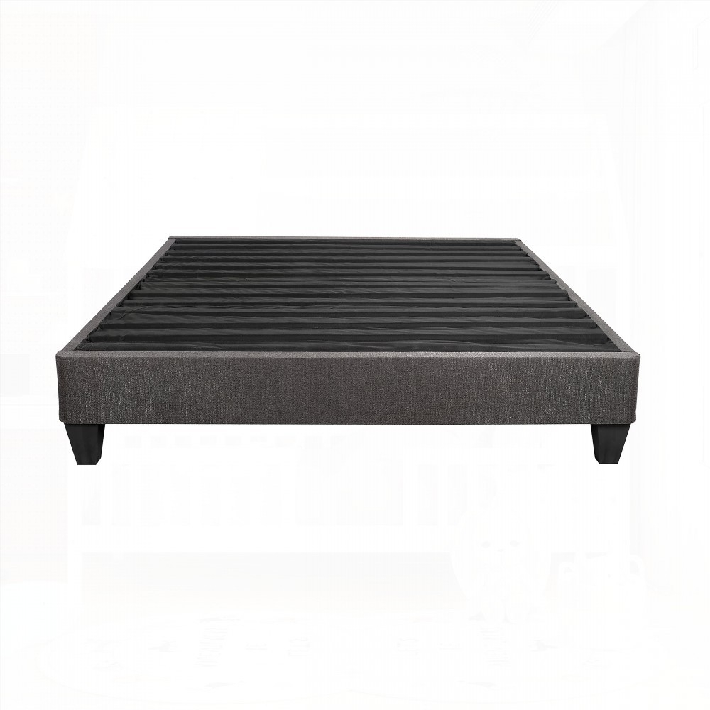 Contemporary 14 in. Queen Size Mattress Foundation with Dark Gray Upholstery