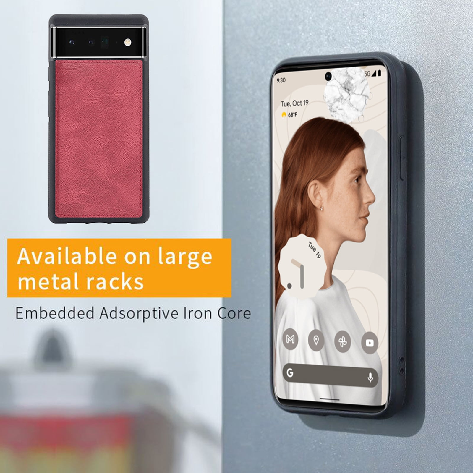 Defencase for Google Pixel 7 Pro Case for Women Men, Removable Durable PU Leather Magnetic Flip Strap Wristlet Zipper Purse Card Holder Detachable Wallet Phone Cases for Google Pixel 7 Pro, Red