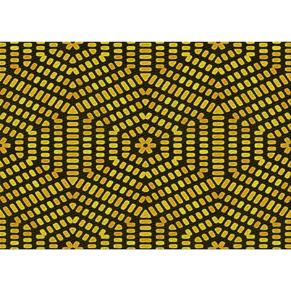 Ahgly Company Indoor Rectangle Patterned Bee Yellow Area Rugs, 4' x 6'