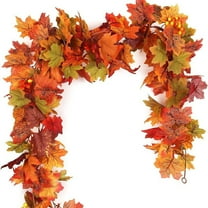2 Pack Fall Garland Maple Leaf, 5.7Ft/Piece Hanging Vine Garland Artificial Autumn Foliage Garland Thanksgiving Decor for Home Wedding Fireplace Party Christmas