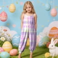 thumbnail image 2 of Staki Easter Jumpsuit for Baby Girls Girls Wide Leg Jumpsuit Kids Casual Sleeveless Romper Spaghetti Overalls with Pockets 1-10Y(Light Purple,3-4 Years), 2 of 6