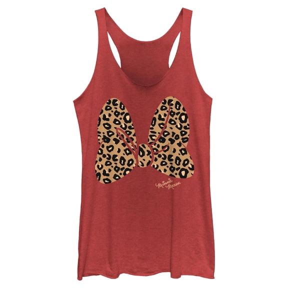 Womens Mickey & Friends Cheetah Print Minnie Mouse Bow Racerback Tank