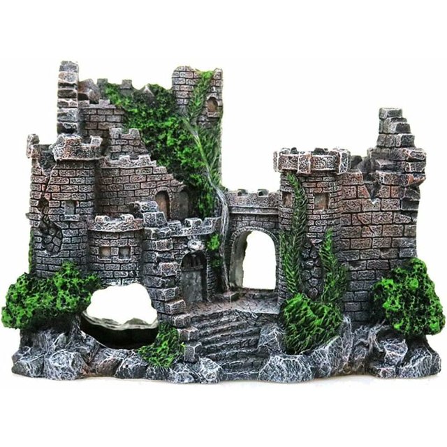 Decoración de resina para acuarios, adorno de acuario para ocultar camarones y paisajes de peces, hecho de piedra y musgo, adorno de acuario, puente de resina, decoración de paisaje de pecera