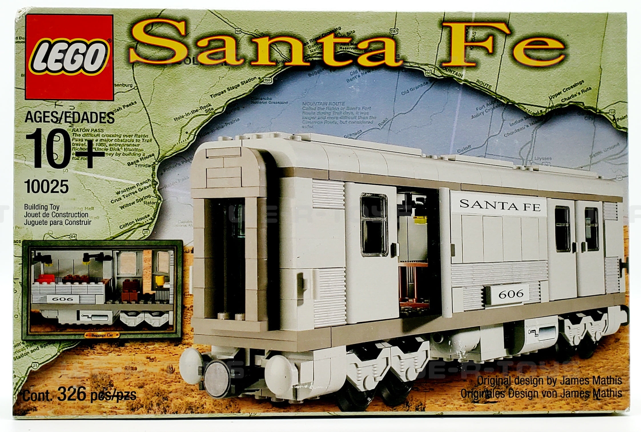 LEGO 10025 Santa Fe Train 326 Piece Baggage and Mail Cars Set I