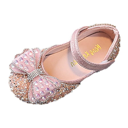 eileial Toddler Girls Dress Shoes Party Wedding Flower Girl Ballet Flats(Pink 11-11.5 Years)