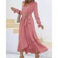 thumbnail image 5 of FreshPretty Womens Boho Cocktail Maxi Dress Fall Fashion V Neck Long Sleeve Swiss Dot Flowy Slit Wedding Guest Dresses, 5 of 6