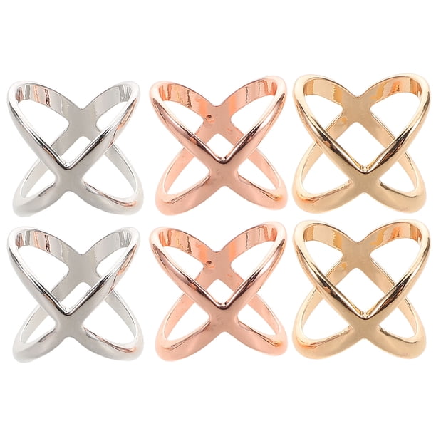 6 pinzas para bufandas en forma de X para mujer: elegante hebilla de seda para bufandas, pinza multiusos para chal, anillos de moda para pañuelos de cuello con hebilla deslizante.
