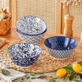 thumbnail image 2 of MALACASA Porcelain Bowls Set of 4, 23oz/6.25-inch Blue Floral Soup Bowls, Microwave Dishwasher Safe, Series SELENE, 2 of 9