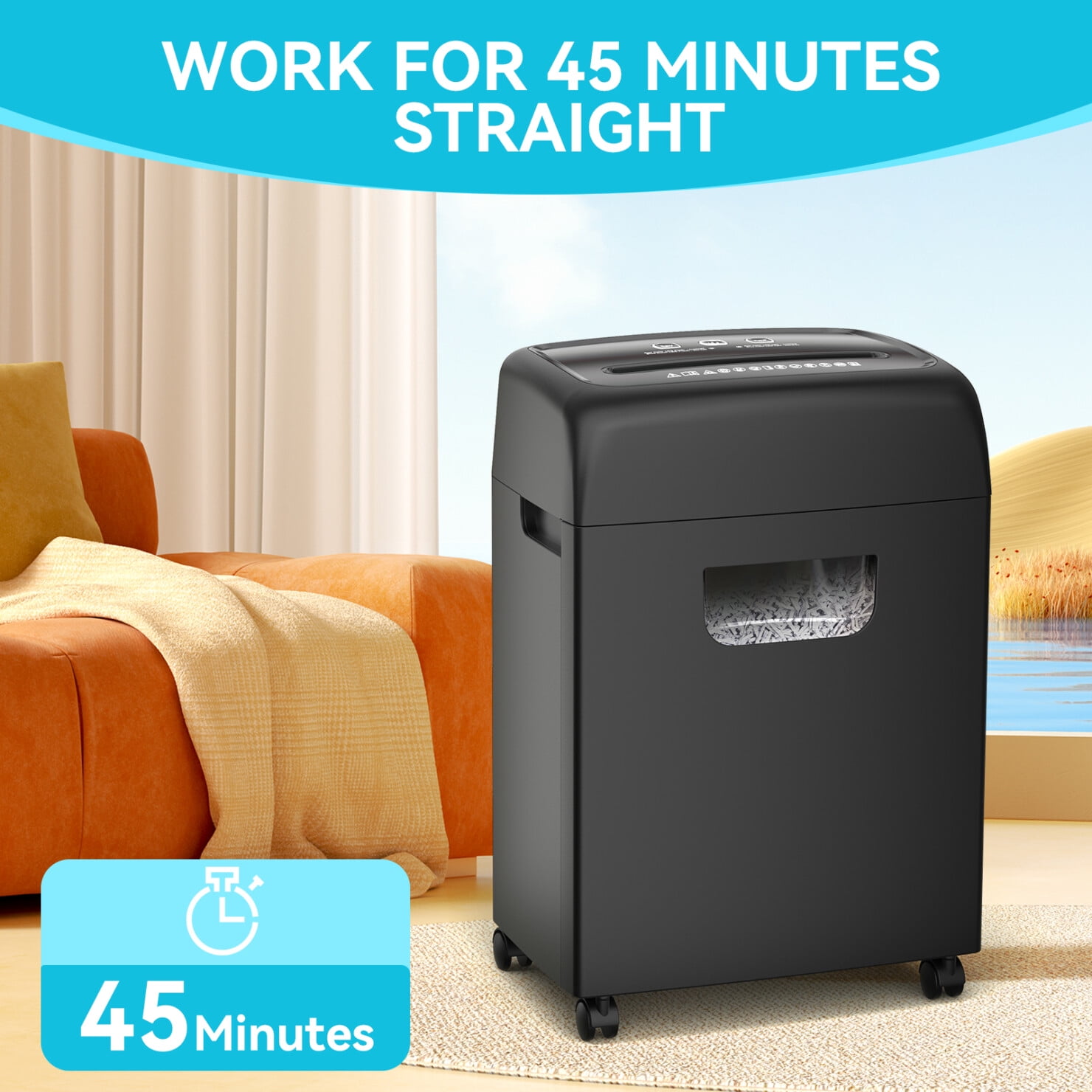Paper Shredder with 5.28 Gallons Pullout Waste Bin for Home Office,18 Sheet Heavy Duty Paper Shredder for CDs Credit Card Document Mail, P-4 Security Level