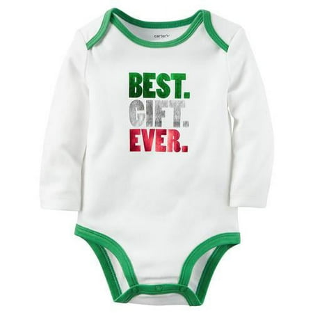 Carters Unisex 3-24 Months Best Gift Ever Christmas Bodysuit (Ivory 24 Months)