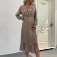 thumbnail image 4 of Vestido largo de fiesta de manga larga con cuello en V y estampado de leopardo informal para mujer a la moda Fridja  NMB4723, 4 of 8