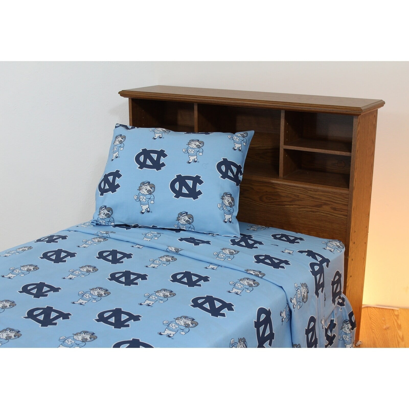 North Carolina Tar Heels 100% Cotton Bed Sheet Set White King