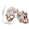 thumbnail image 3 of Women's Rose Gold Skull Stud Earrings - Sparkling Diamond Gothic Jewelry, Pierced Rhinestone Studs for Halloween & Everyday Wear, 3 of 9