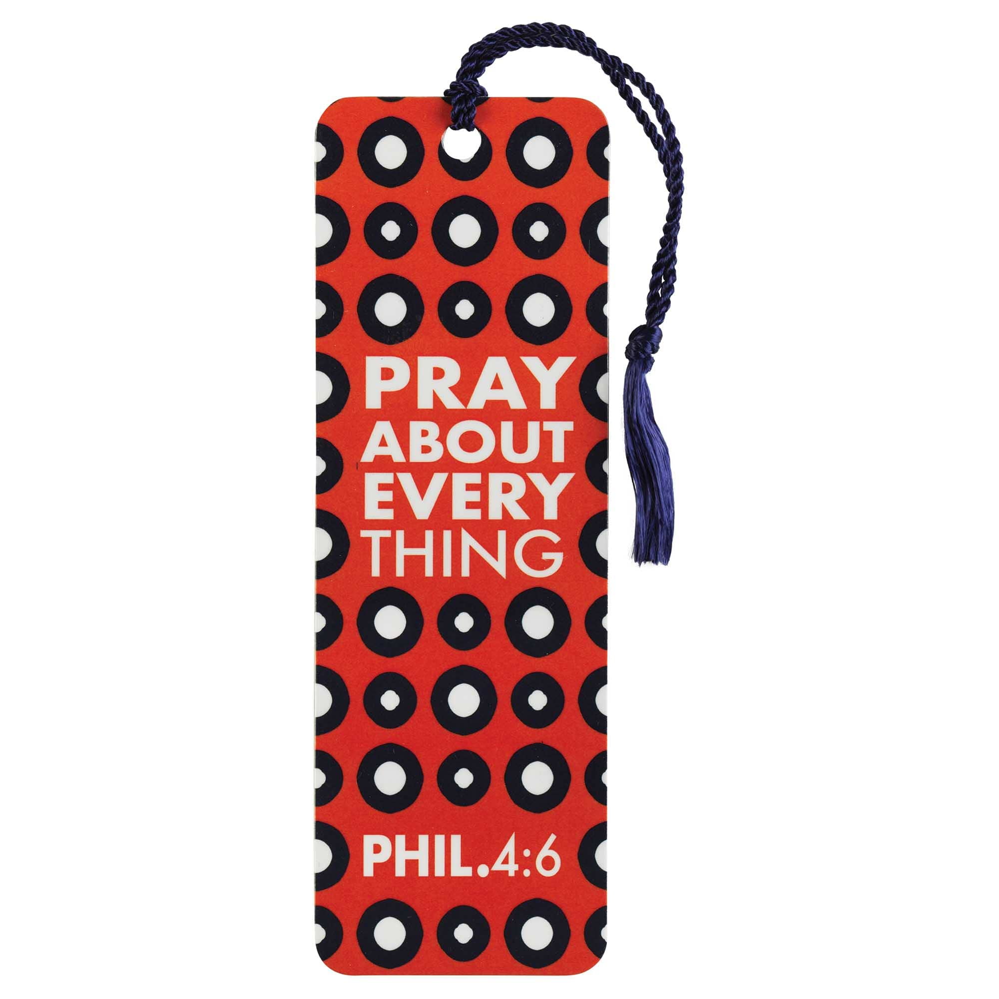 Dicksons Pray About Everything Red Black Dot 6 inch Paper Tussled Bookmark Pack of 12