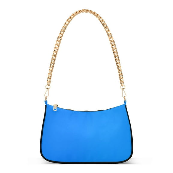 Ryvnso Deep Sky Blue Womens Chain Shoulder Bag Tote Handbags Clutch Hobo Purse with Zipper for Travel