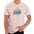 thumbnail image 3 of Plus Size Owl Love Couple Cotton Short Sleeve Graphic Shirt - Pale Pink 2XL, 3 of 4