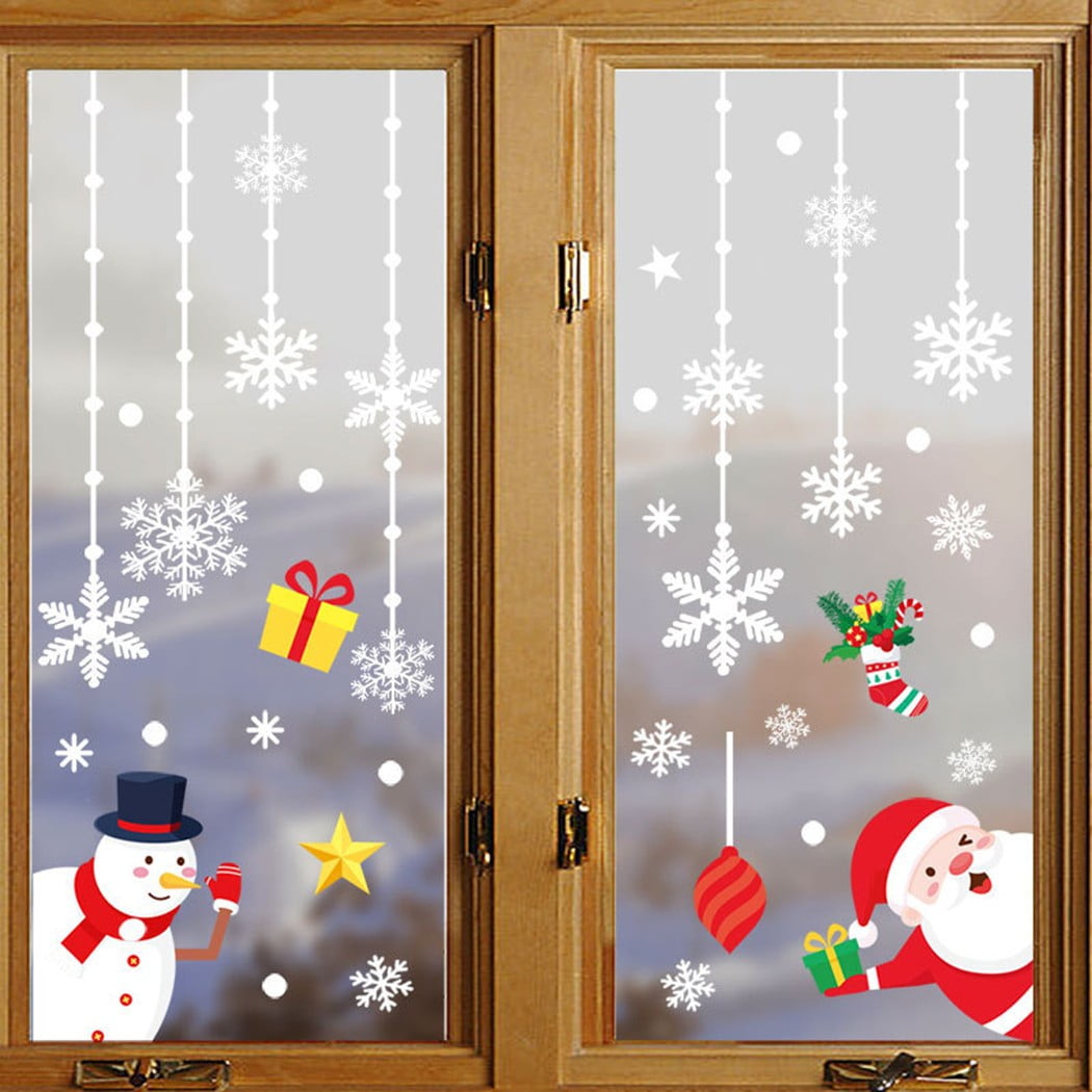 Merry Xmas Girl Snowman snowflake Wall Art Sticker Home Vinyl Decal Kids Decor 