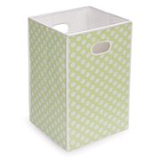 Badger Basket Folding Hamper Storage Bin, Sage with White Polka Dots, Includes Pad
