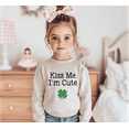 thumbnail image 3 of Bump and Beyond Designs St. Patrick's Day Shirt for Girls and Boys, Glitter Shamrock Kiss Me I'm Cute Sweatshirt (Natural 2T), 3 of 4