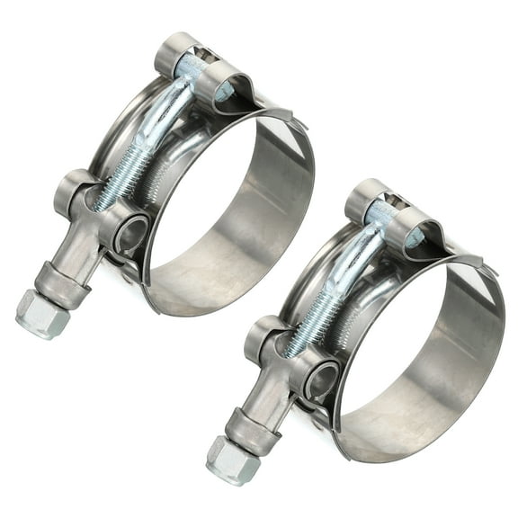 Uxcell T-Bolt Hose Clamps with Spring 2 Pack 304 Stainless Steel Adjustable Worm Hose Clamp for 1.5" Hose ID