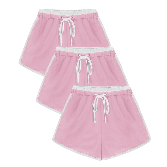 Timegard Shorts for Women 3pc Elastic Waist Comfy Ruched Loungewear Summer Workout Running Shorts