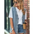thumbnail image 6 of Plus Size Denim Vest Top for Women Button Down V Neck Waistcoat Sleeveless Jean Jacket Vests Light Blue XXL, 6 of 9