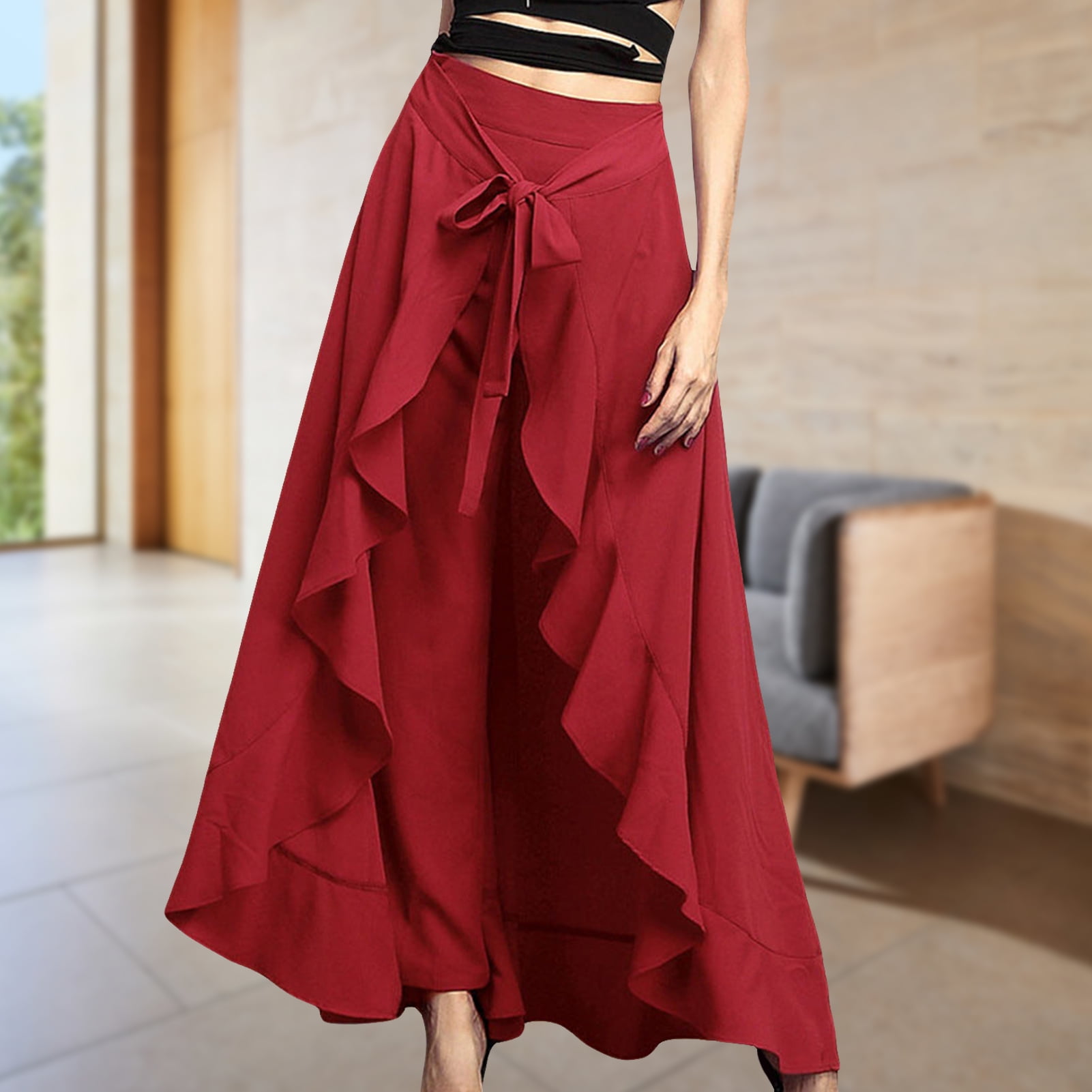 Falda Elegante Falda Pantalon Larga Mujer Una Falda Larga Pantalon - Main Image