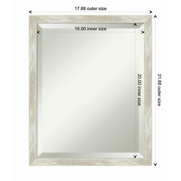 Amanti Art Crackled Metallic Narrow Framed Wall Mirror - 17.88 x 21.88 in