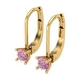 thumbnail image 2 of Clara Pucci 0.2 ct Brilliant Round Cut Drop Dangle VVS1 Genuine Conflict free Pink Zircon Solid 18K Yellow Gold Designer Everyday Earrings Lever Back, 2 of 5