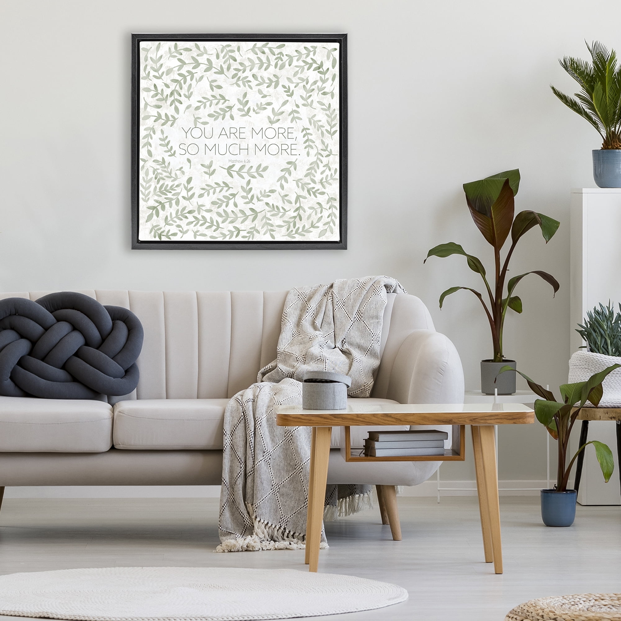 Stupell Industries Curved Ivy Sprigs Proverb Black Framed Floater Canvas Wall Art, design by SD Graphics Studio