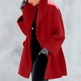 thumbnail image 2 of UJNDER Women's Winter Wool Coat Trench Jacket Warm Slim Long Overcoat Outwear Round Neck Loose Hooded Trench Coat Women Red XXXXL, 2 of 7