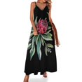 thumbnail image 1 of Vestido sin mangas con acuarela de flores de protea sobre fondo blanco, vestido de mujer, ropa femenina, vestidos cortos sexys, atrevidos, 1 of 7