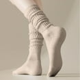 thumbnail image 2 of Yuanlong Womens Stockings Solid Ruched Slouchy Knit Stretchk Mid-Calf Socks Comfort Casual Daily Home Lady Slouch Socks, 2 of 6