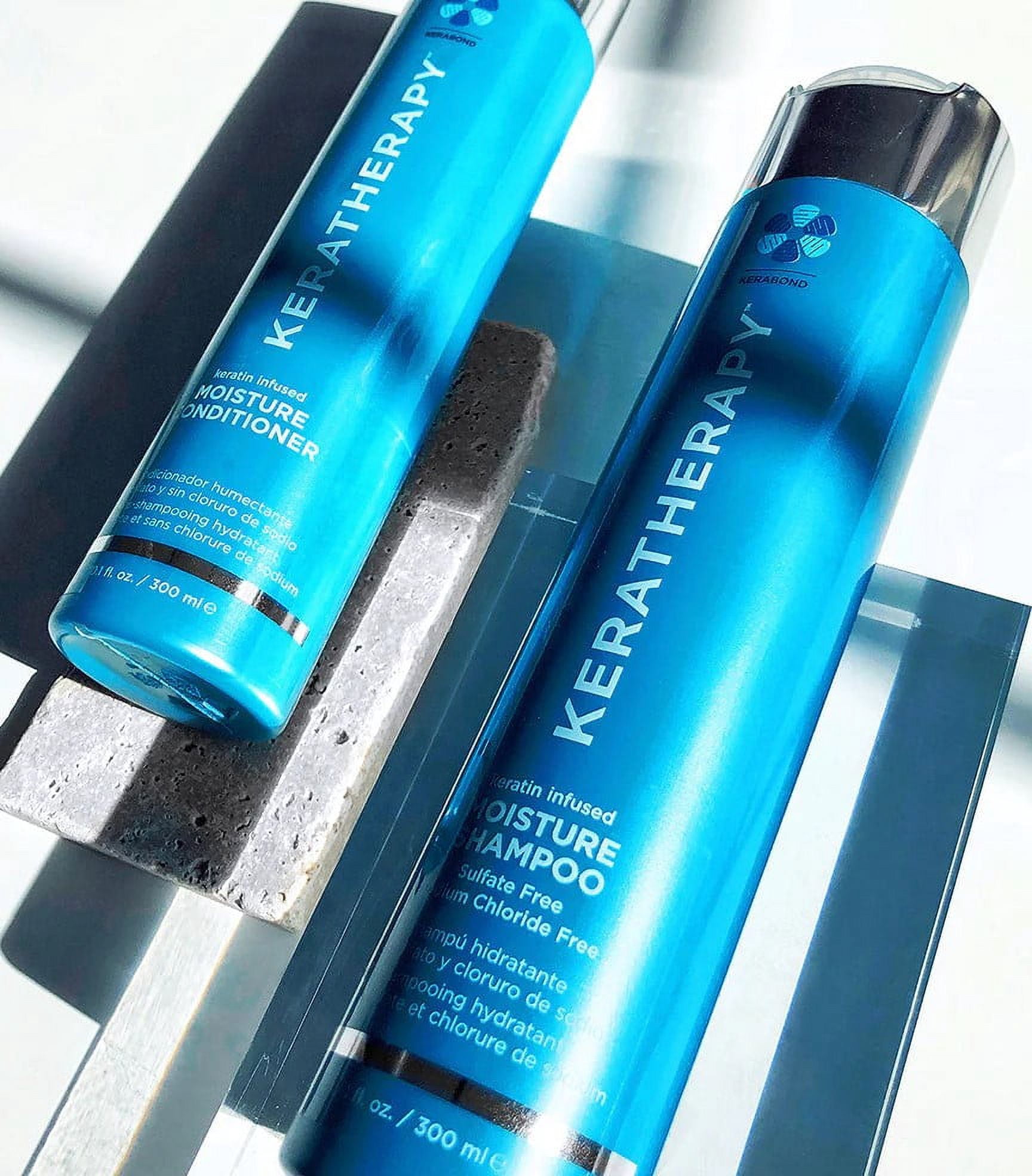 Keratherapy Keratin Infused Moisture Shampoo & Conditioner, 10 oz Plus Leave In Conditioner 8.5 oz,  Holiday Collection Trio +Comb