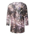 thumbnail image 5 of ZMHEGW T Shirts For Women Loose Fit Sequin Casual Printed Round Neck Loose Sleeved Quarter Sleeved Top Tshirts, 5 of 5