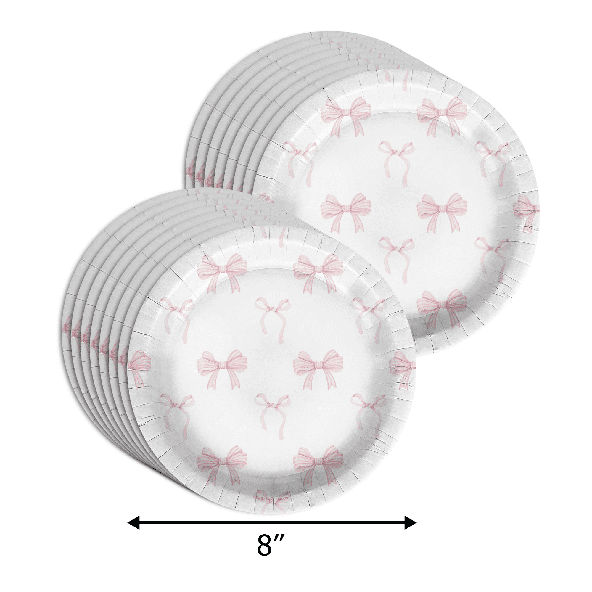 Pink Bows 1st Birthday Party Supplies - 64 Piece First Birthday Tableware Set Includes Large 9" Dinner Plates and 8" Dessert Paper Plates Napkins Cups - Kit for 16